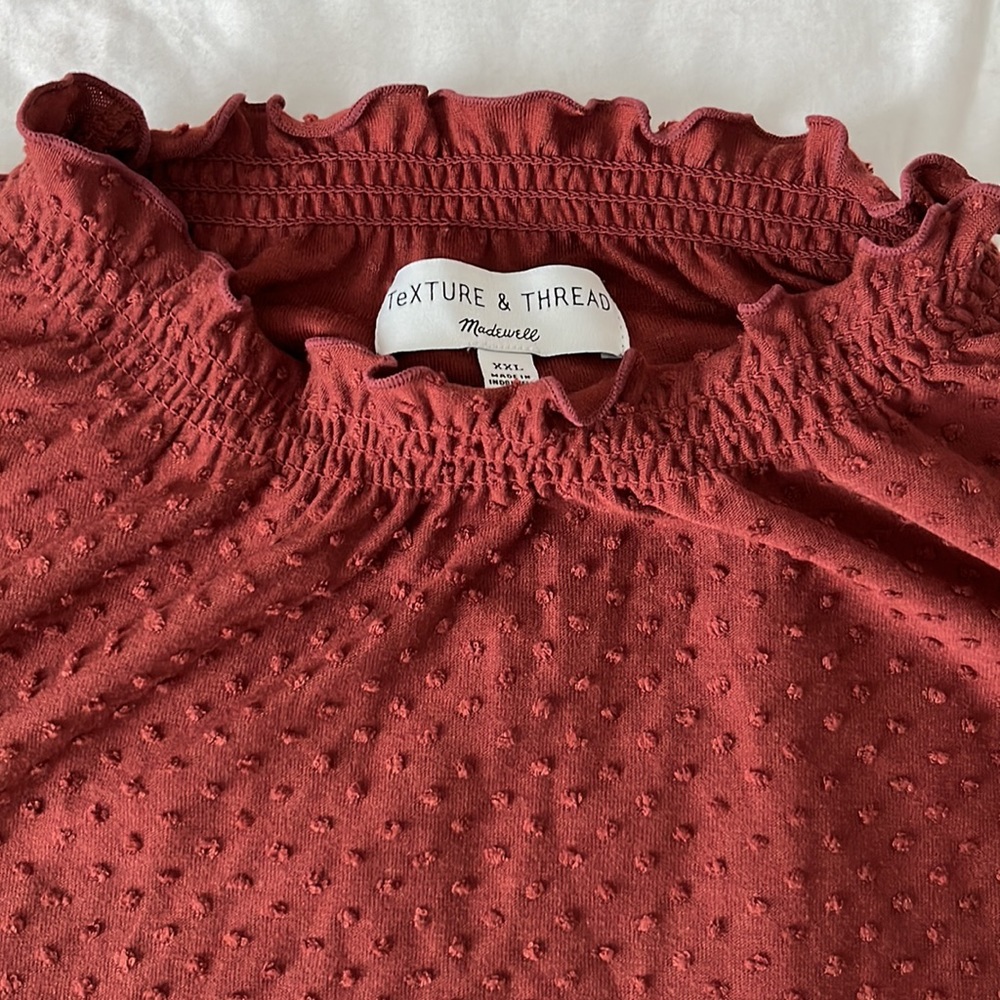 Madewell Clipdot Ruffle Top XXL - Picture 3 of 5